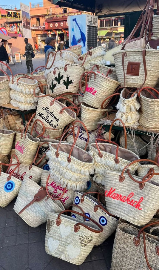 Handwoven Palm Leaf Basket – Traditional Moroccan Shopping & Storage Basket