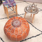 Handcrafted Moroccan Leather Pouf – Traditional Handmade Ottoman Footstool